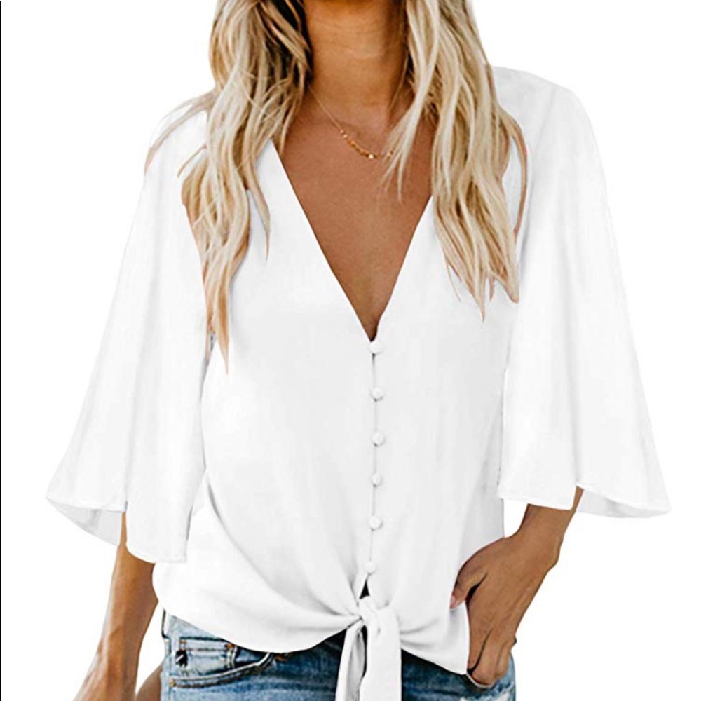 Amazon Asvivid Brand Women’s Sz L White Top